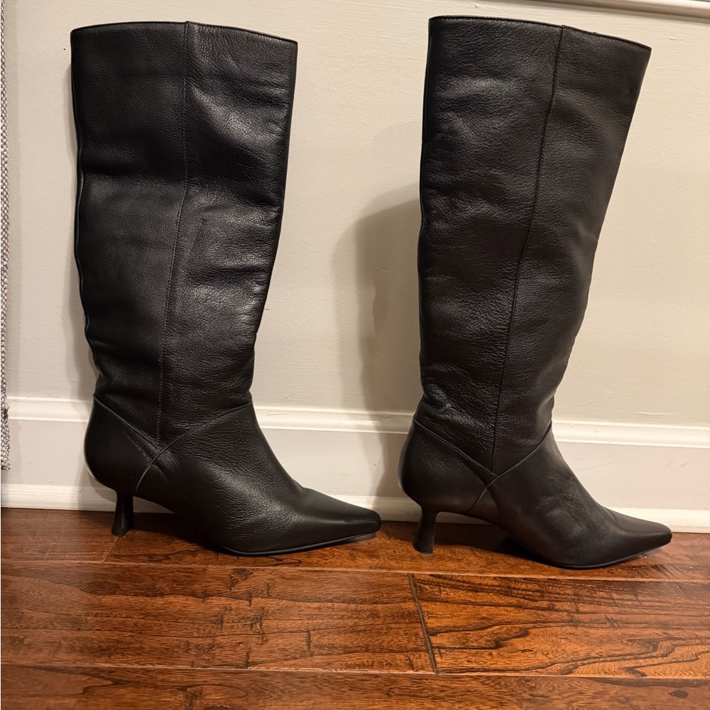 INTENTIONALLY BLANK EFF Black Knee-High Heeled Boots - Picture 3 of 11